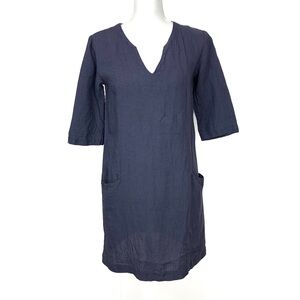 Len Ok Women S 100% Linen Dress Shift V Neck Pockets Minimalist Purple Travel